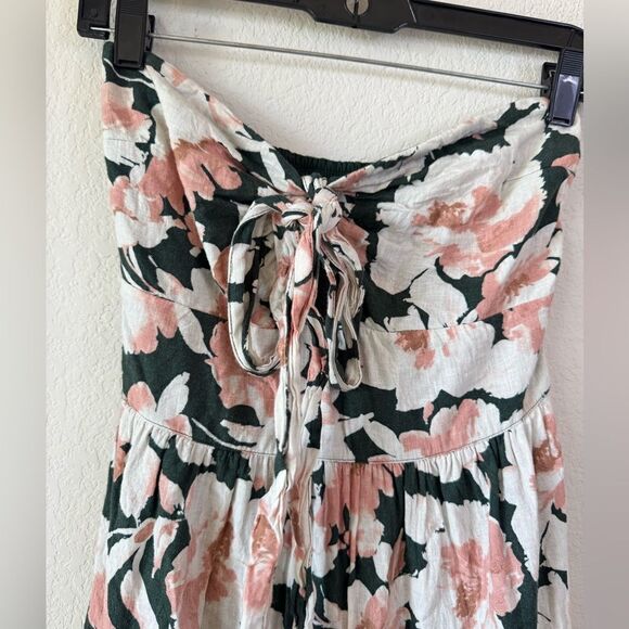 Abercrombie & Fitch Halter Neck Maxi Dress ST Tiered Linen Blend Coquette Floral - Picture 4 of 8